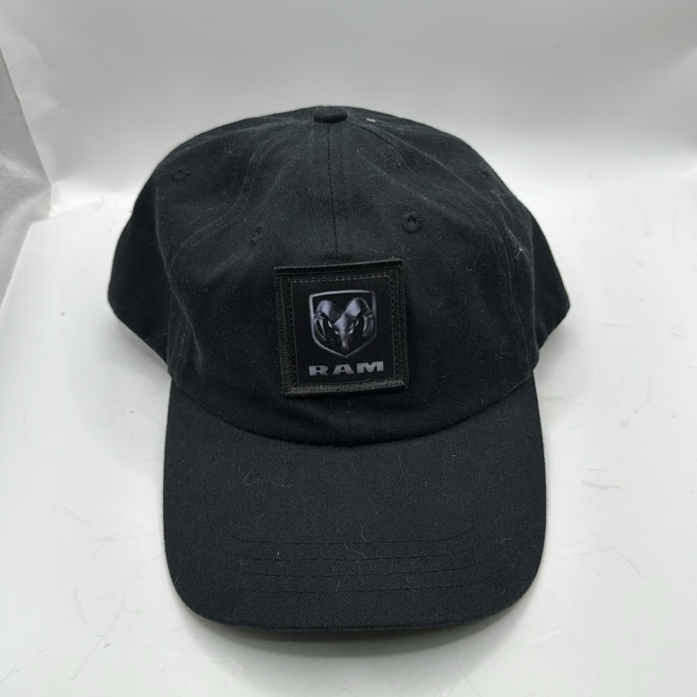 Black Dodge RAM Truck Built To Serve Hook & Loop Logo Baseball Cap Hat - Picture 2 of 11